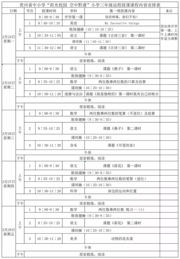贵州老年大学课程表