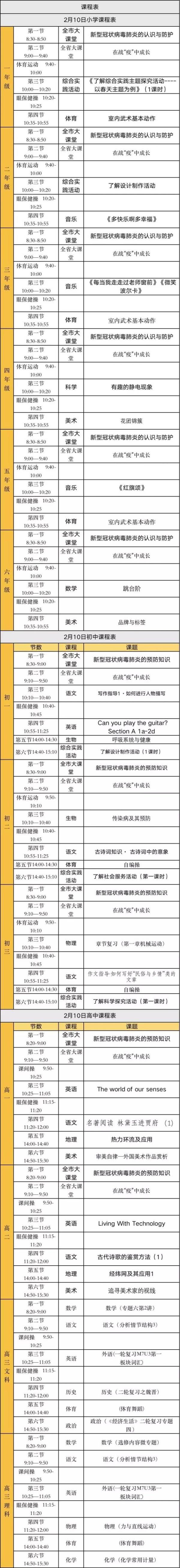 2021湖南长沙高中课程表