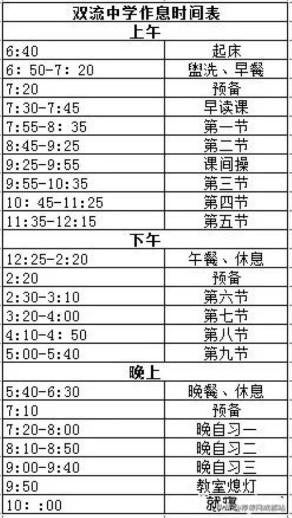 成都高中课程早上时间表