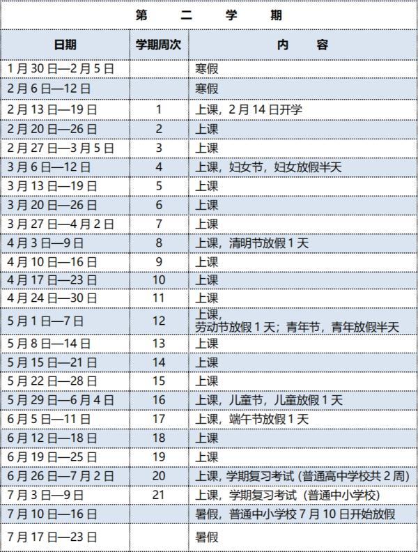 深圳高中课程时间安排